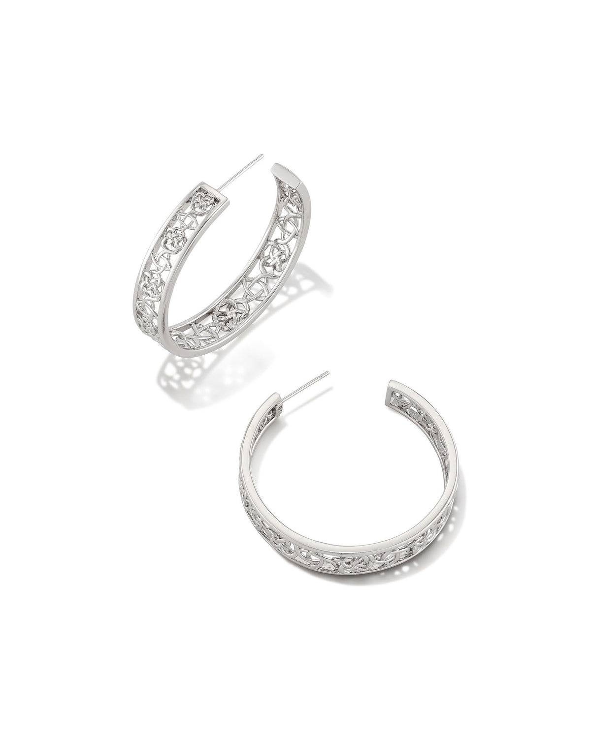 Kendra Scott Kelly Hoop Earrings In Rhodium Metal.