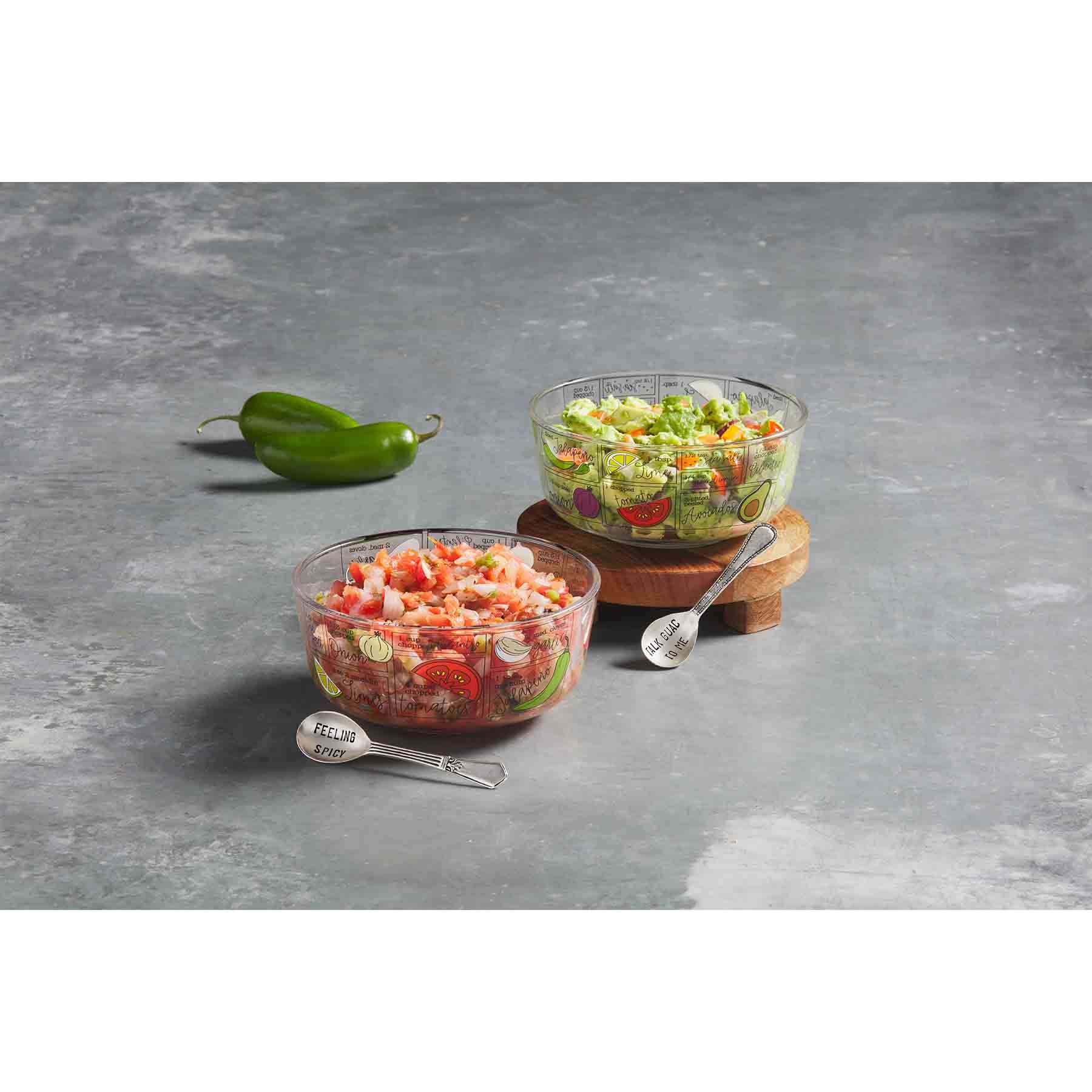 Salsa Guac Glass Dip Bowl Set