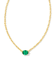 Kendra Scott Cailin Crystal Pendant Necklace In Gold Green Crystal.