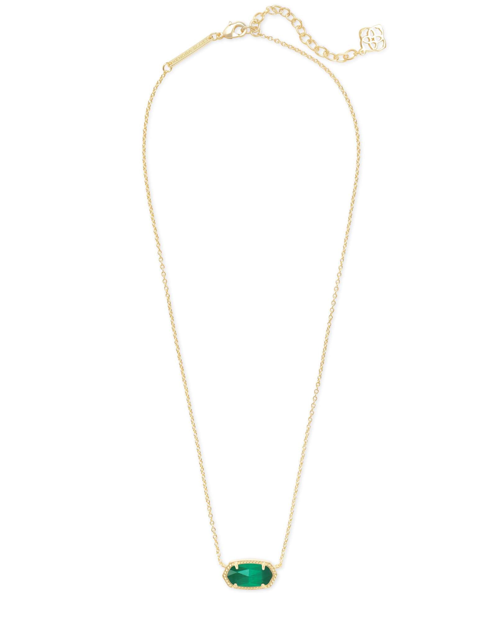 Elisa Gold Pendant Necklace In Emerald Cat'S Eye