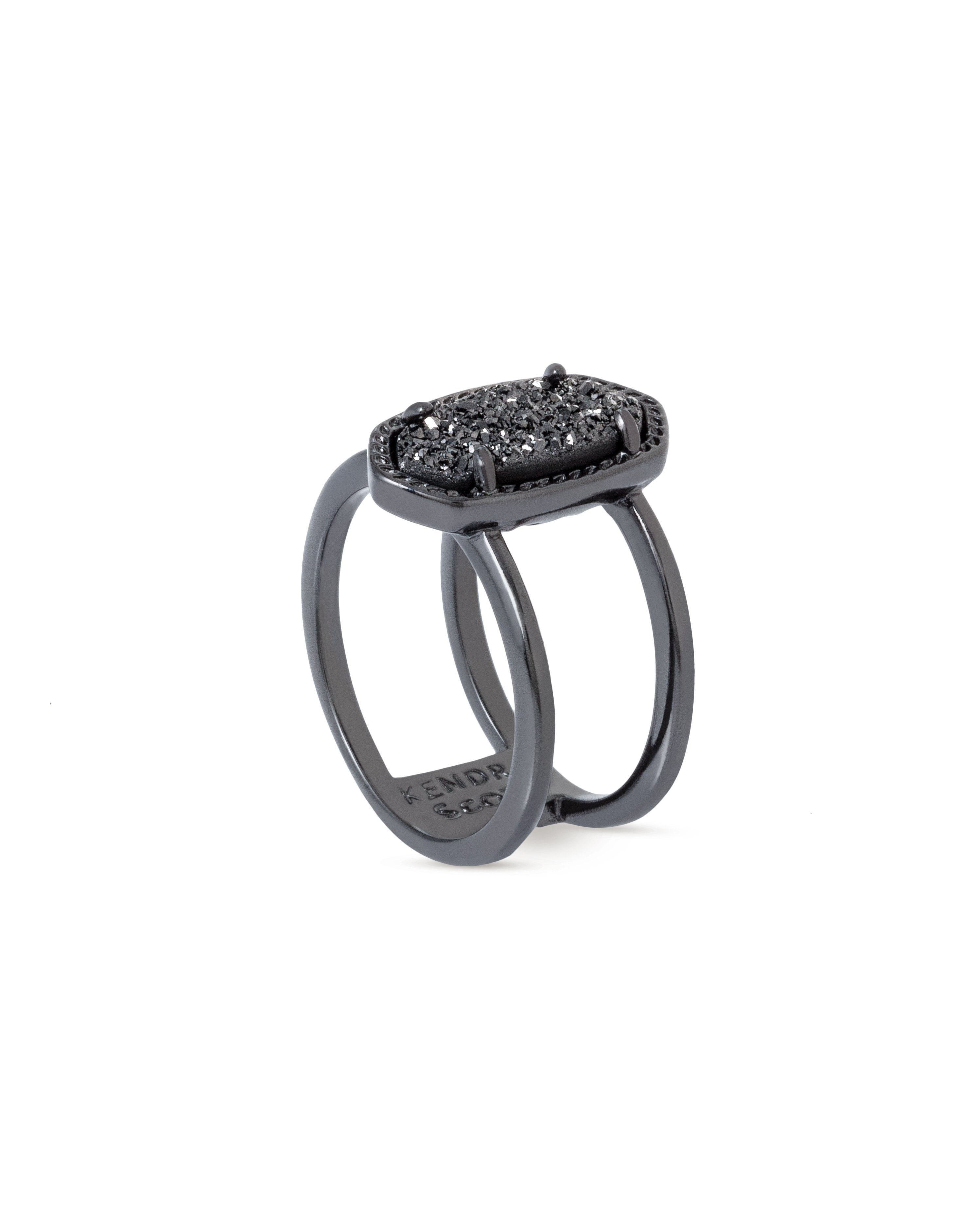 Elyse Ring Gunmetal Black Drusy - Size 8 Side View