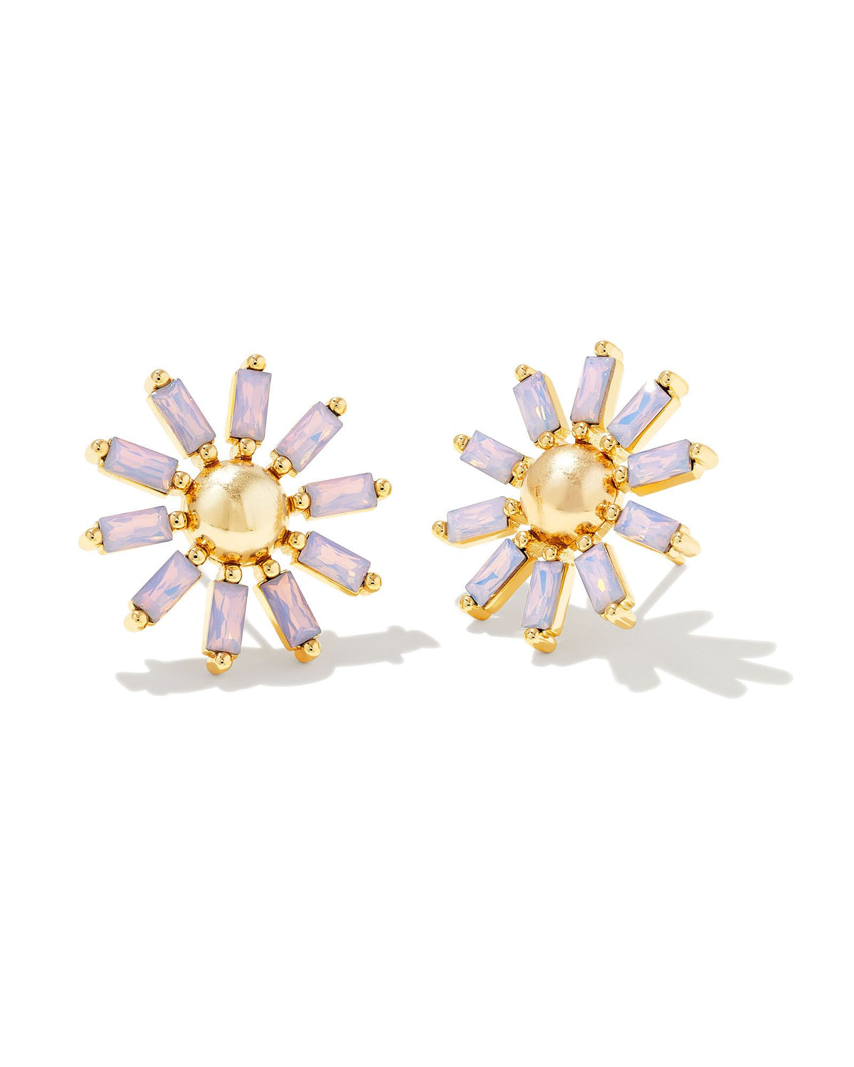 Kendra Scott Madison Daisy Stud Earrings In Gold Pink Opal Crystal.