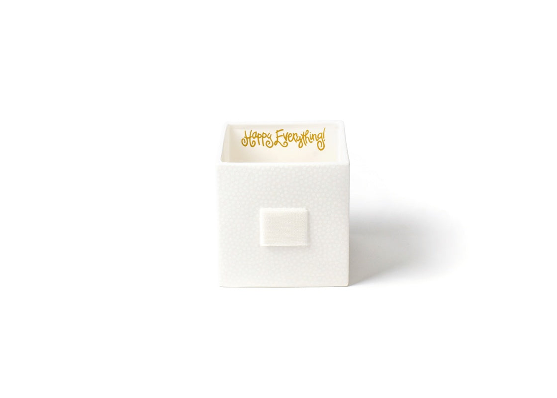 White Small Dot - Mini Nesting Cube Happy Everything Front View