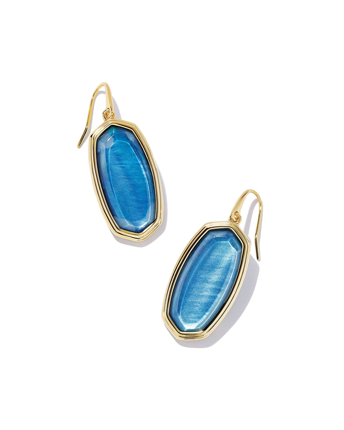 Kendra Scott Framed Elle Drop Earrings In Gold Dark Blue Mother Of Pearl.