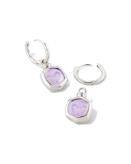 Davie Intaglio Huggie Earrings Rhodium In Lavender Opalite Butterfly.'