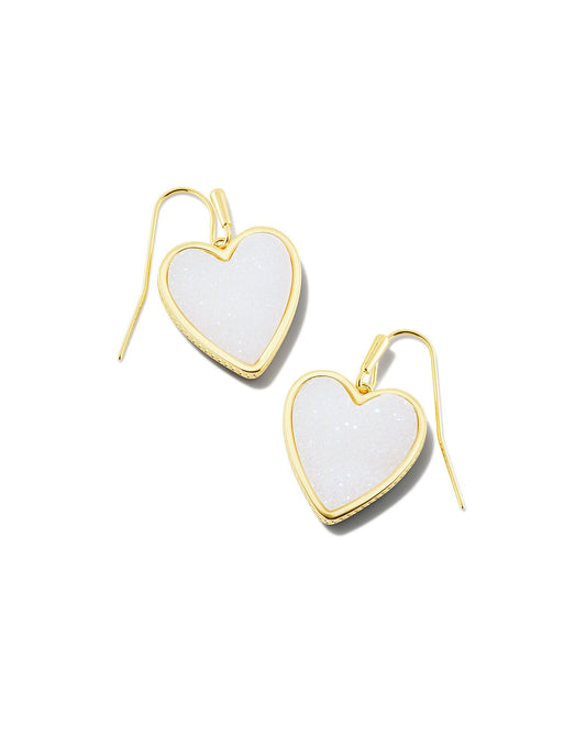 Heart Drop Earrings In Gold Iridescent Drusy - Image 1 - Kendra Scott 1600