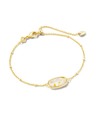 Kendra Scott Framed Elaina Delicate Chain Bracelet In Gold White Mosiac Glass. 