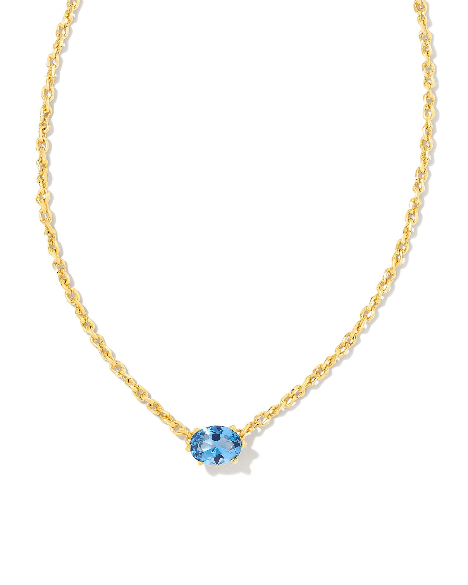 Kendra Scott Cailin Crystal Pendant Necklace In Gold Blue Violet Crystal.
