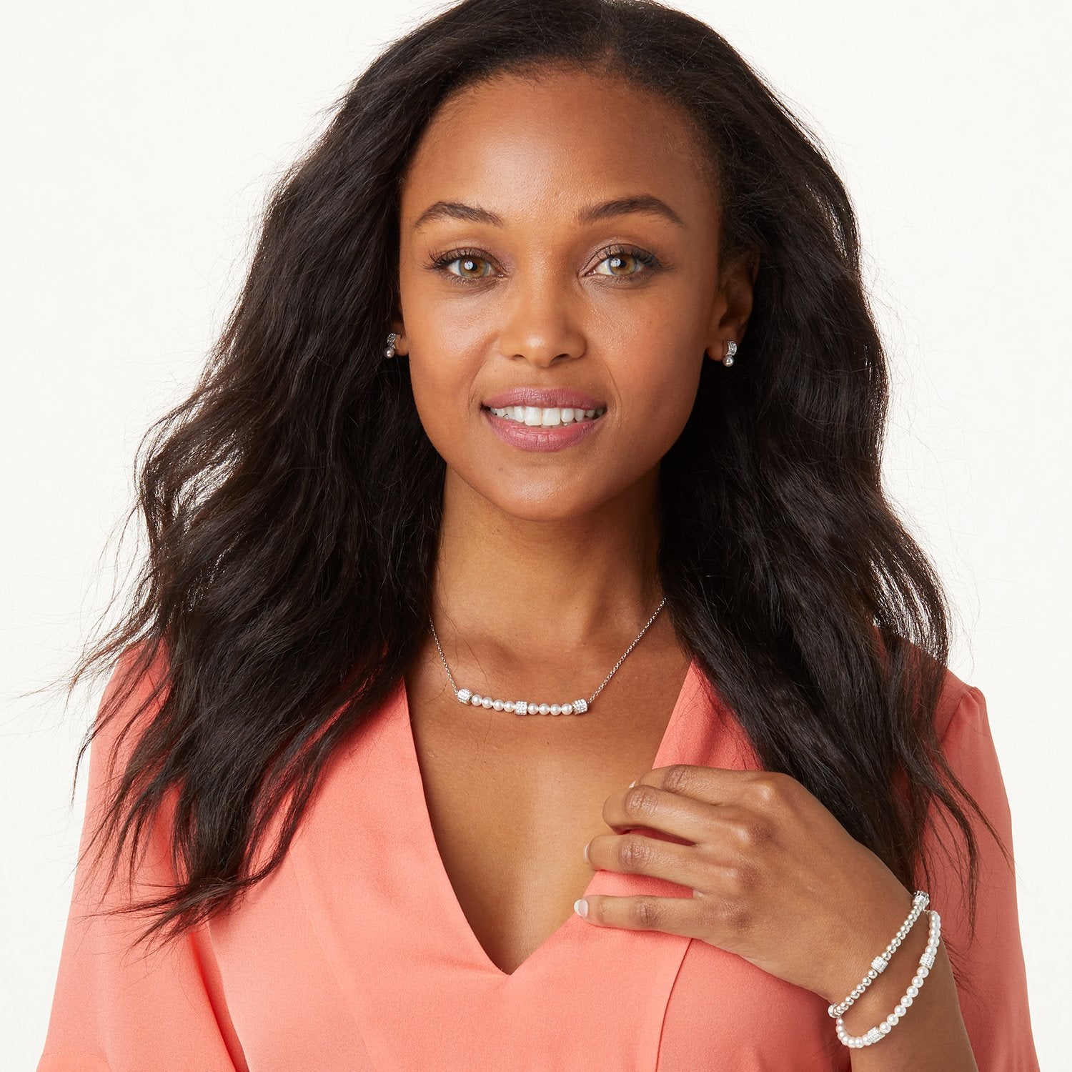 Meridian Petite Pearl Bracelet Model View