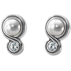 Infinity Pearl Post Drop Earrings Front View