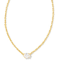 Kendra Scott Cailin Crystal Pendant Necklace In Gold Metal White Cz.