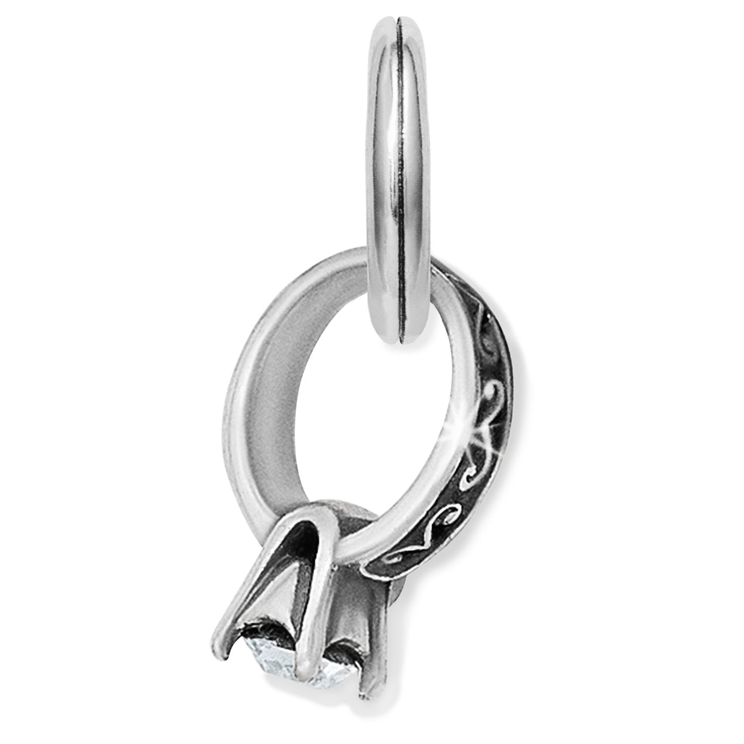 Silver ABC Diamond Ring Charm Front View