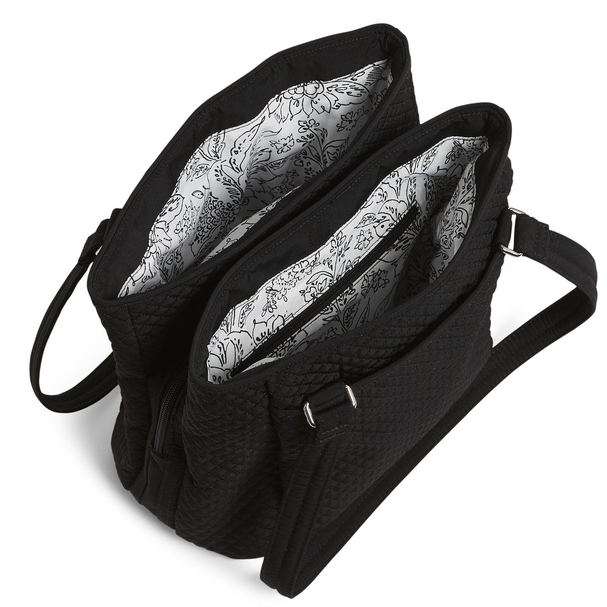 Multi-Compartment Shoulder Bag - Classic Black