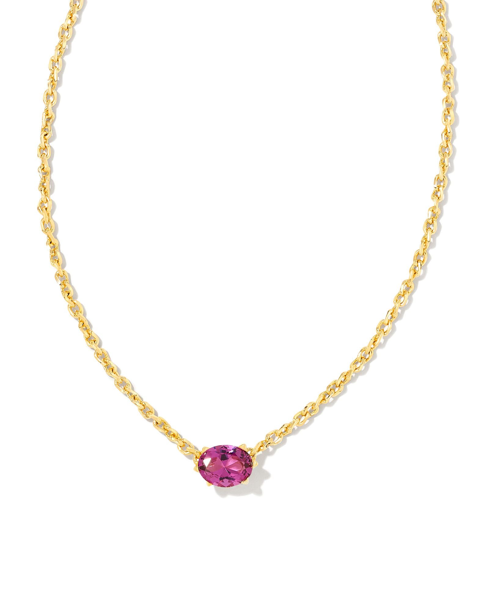 Kendra Scott Cailin Crystal Pendant Necklace In Gold Purple Crystal.