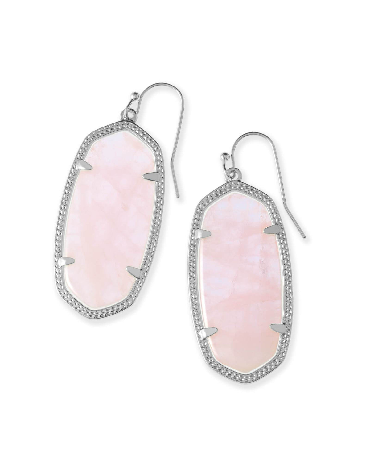 Elle Rhodium - Rose Quartz Earring