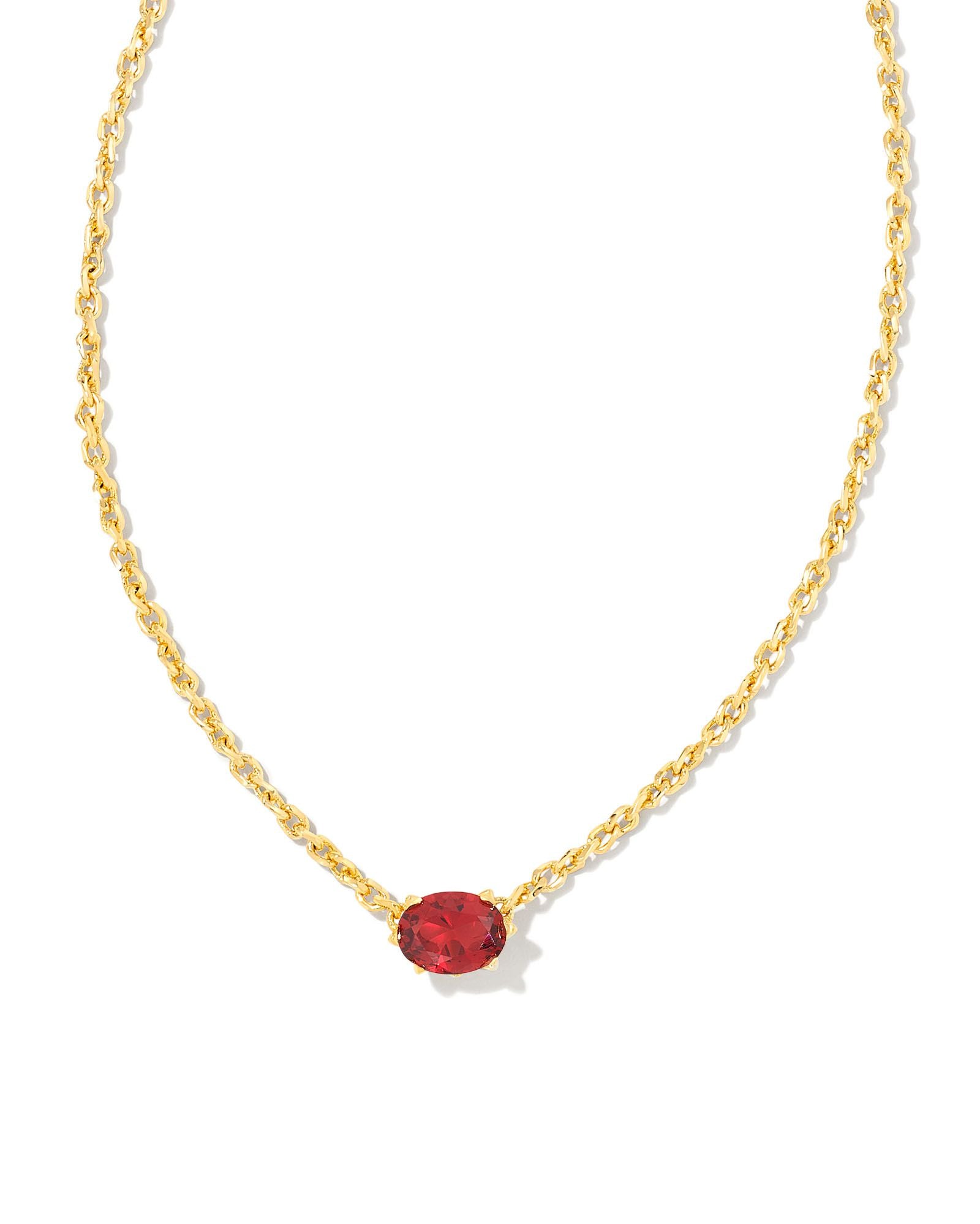 Kendra Scott Cailin Crystal Pendant Necklace In Gold Burgundy Crystal.