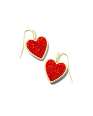 Heart Drop Earrings In Gold Red Kyocera Opal - Image 1 - Kendra Scott