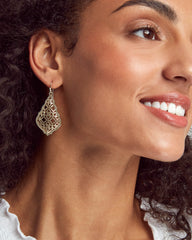 Addie Gold Drop Earrings In Gold Filigree Mix model image