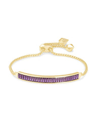 Jack Adjustable Gold Chain Bracelet In Purple Crystal