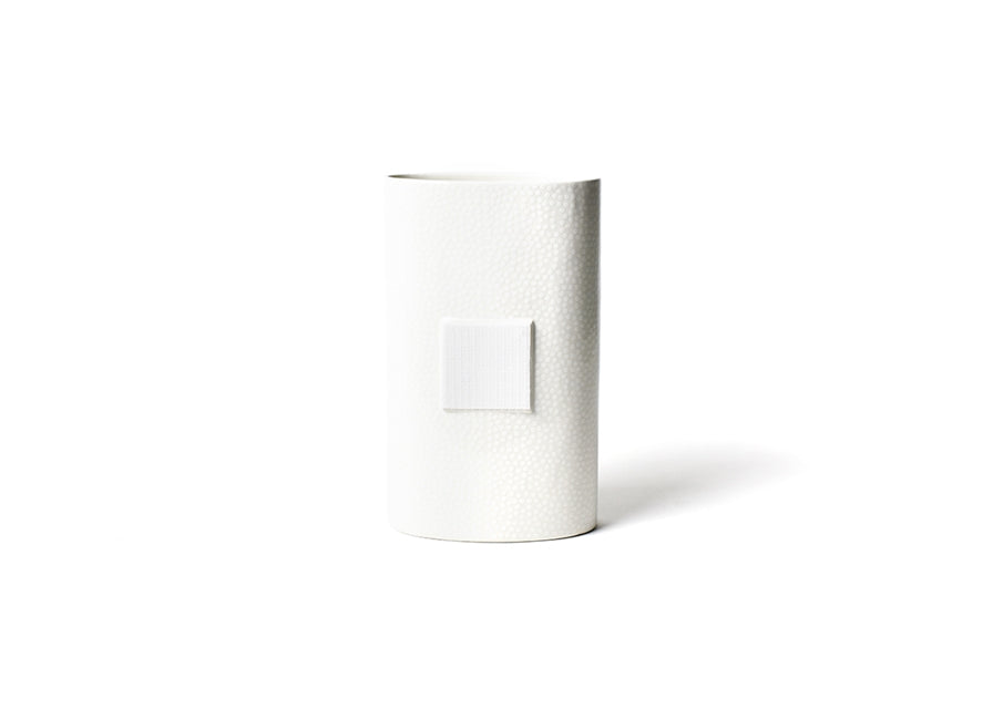 White Small Dot - Big Oval Vase Front View