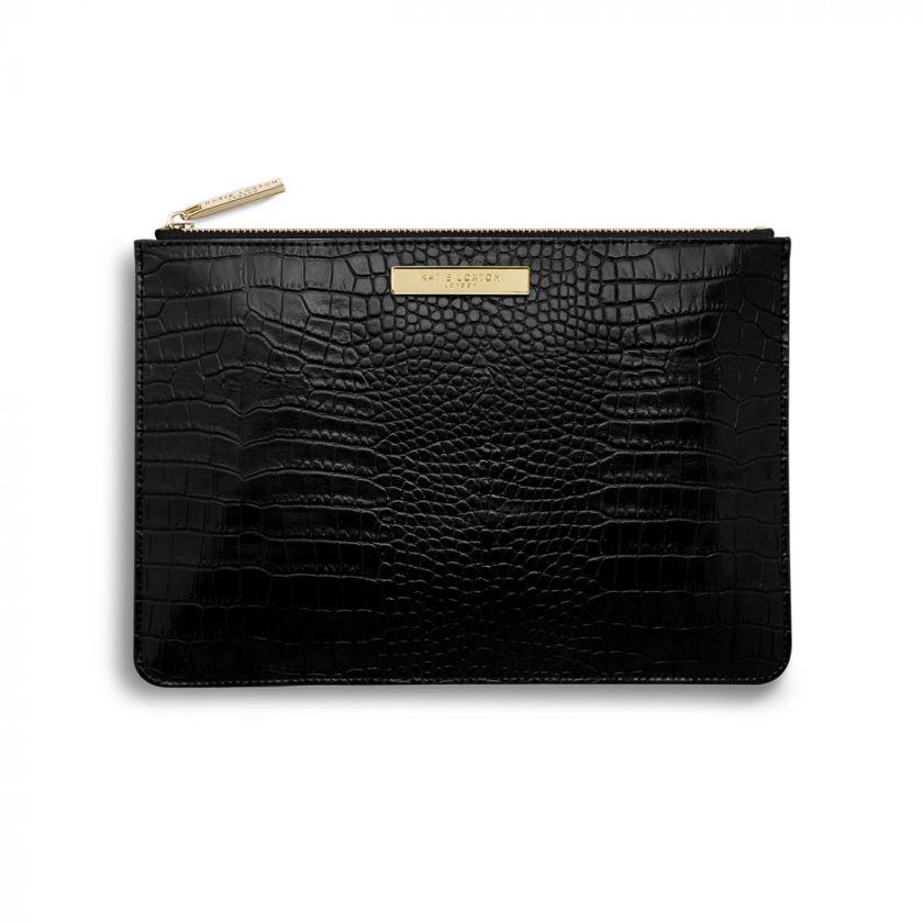 Celine Croc Perfect Pouch Black