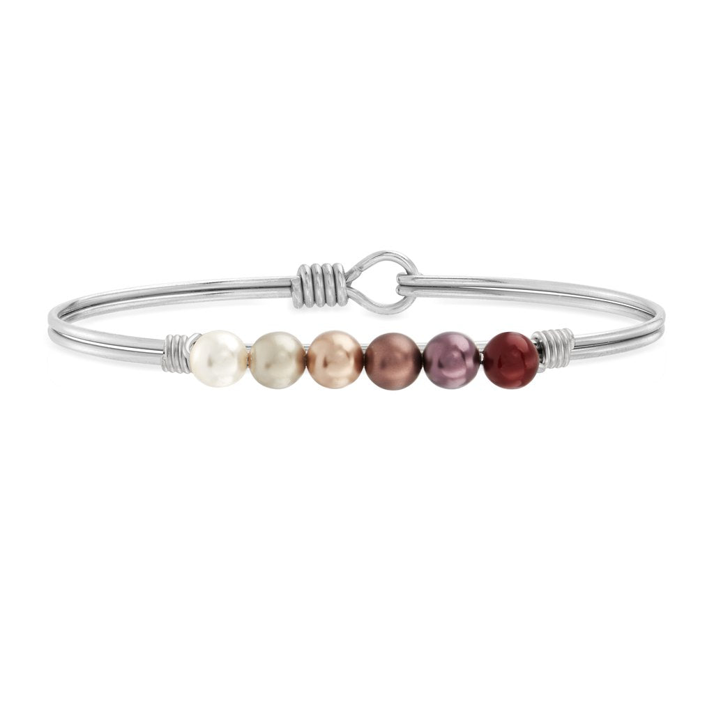 Crystal Pearl Petite Bangle Bracelet in Fall Ombre