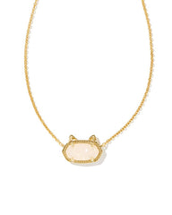 Elisa Cat Pendant Necklace Gold Iridescent Drusy