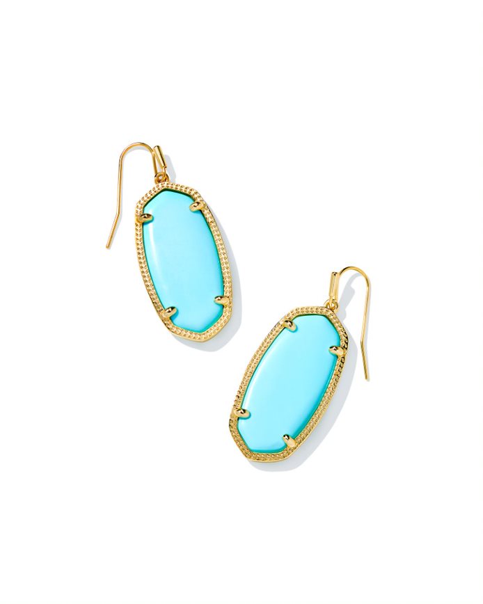 Elle Drop Earrings Gold Light Blue Magnesite