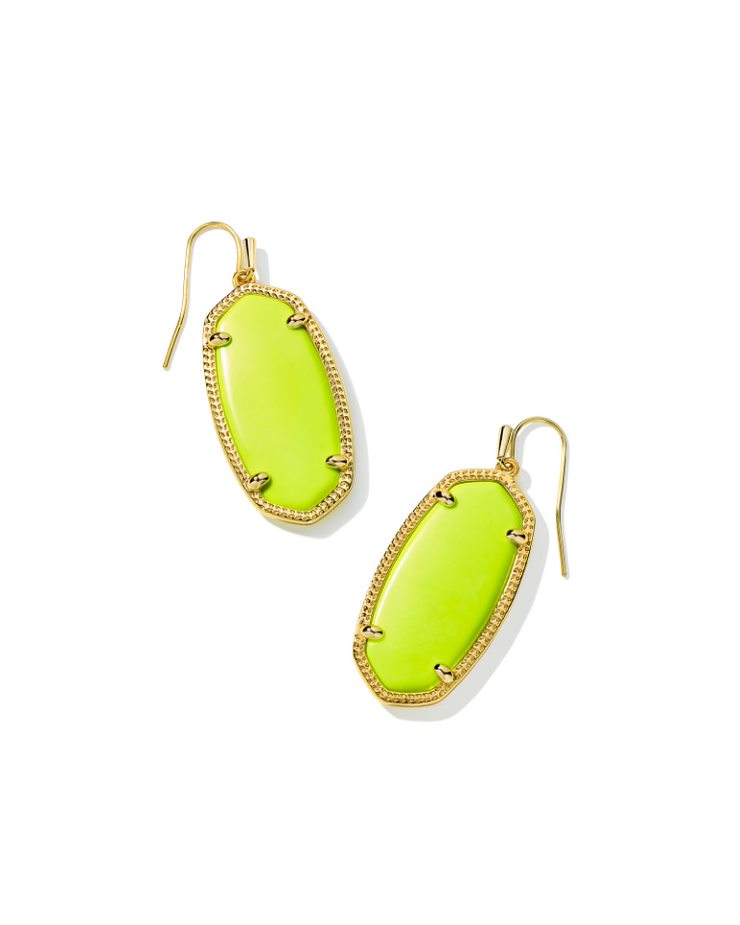 Kendra Scott Elle Drop Earrings Gold Neon Yellow