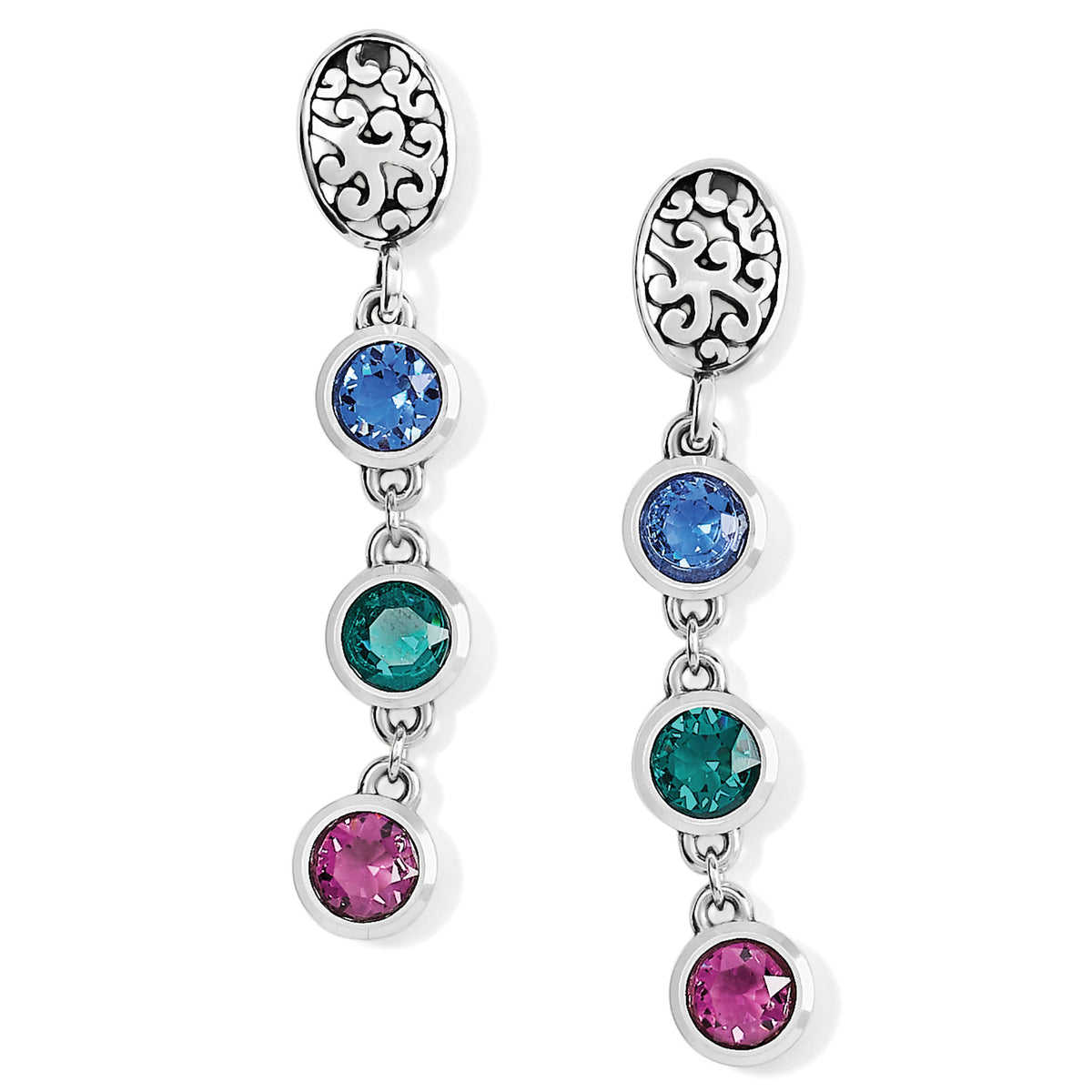 Elora Gems Dots Post Drop Earrings Front View