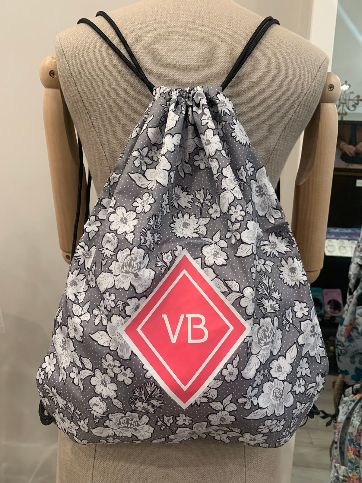 Vera Bradley ReActive Drawstring Backsack - Rain Garden Gray