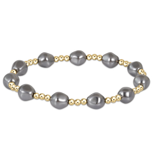 Admire Gold Bead Bracelet - Pearl - Dark Grey | Enewton®