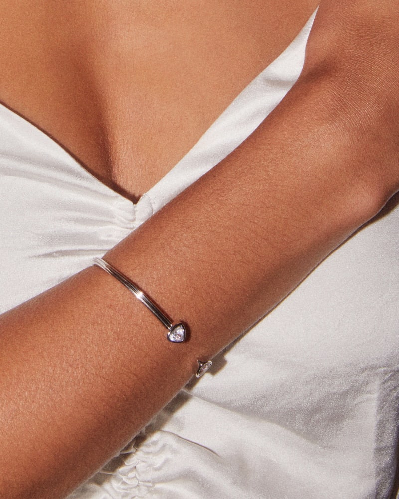 Arden Cuff Bracelet - Rhodium White Crystal