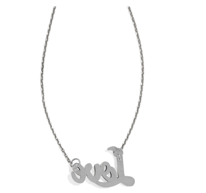 Love Silver Script Necklace