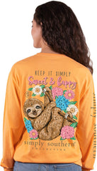 Simply Southern® - Women's Orange Long Sleeve Shirt | Sloth