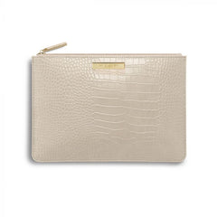 Celine Croc Perfect Pouch Oyster Front View