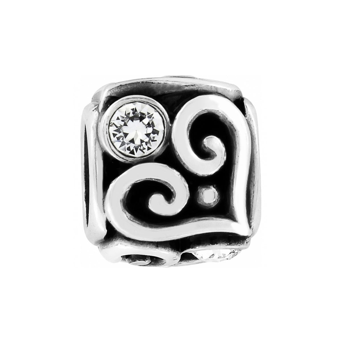 Alcazar Silver Heart Cube Bead Front View