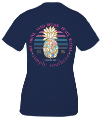 Simply Southern Women's Pineapple Oyster Short Sleeve Tee showing the back logo.