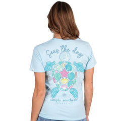 Simply Southern Women's Seas the Day Short Sleeve Tee, on a model.