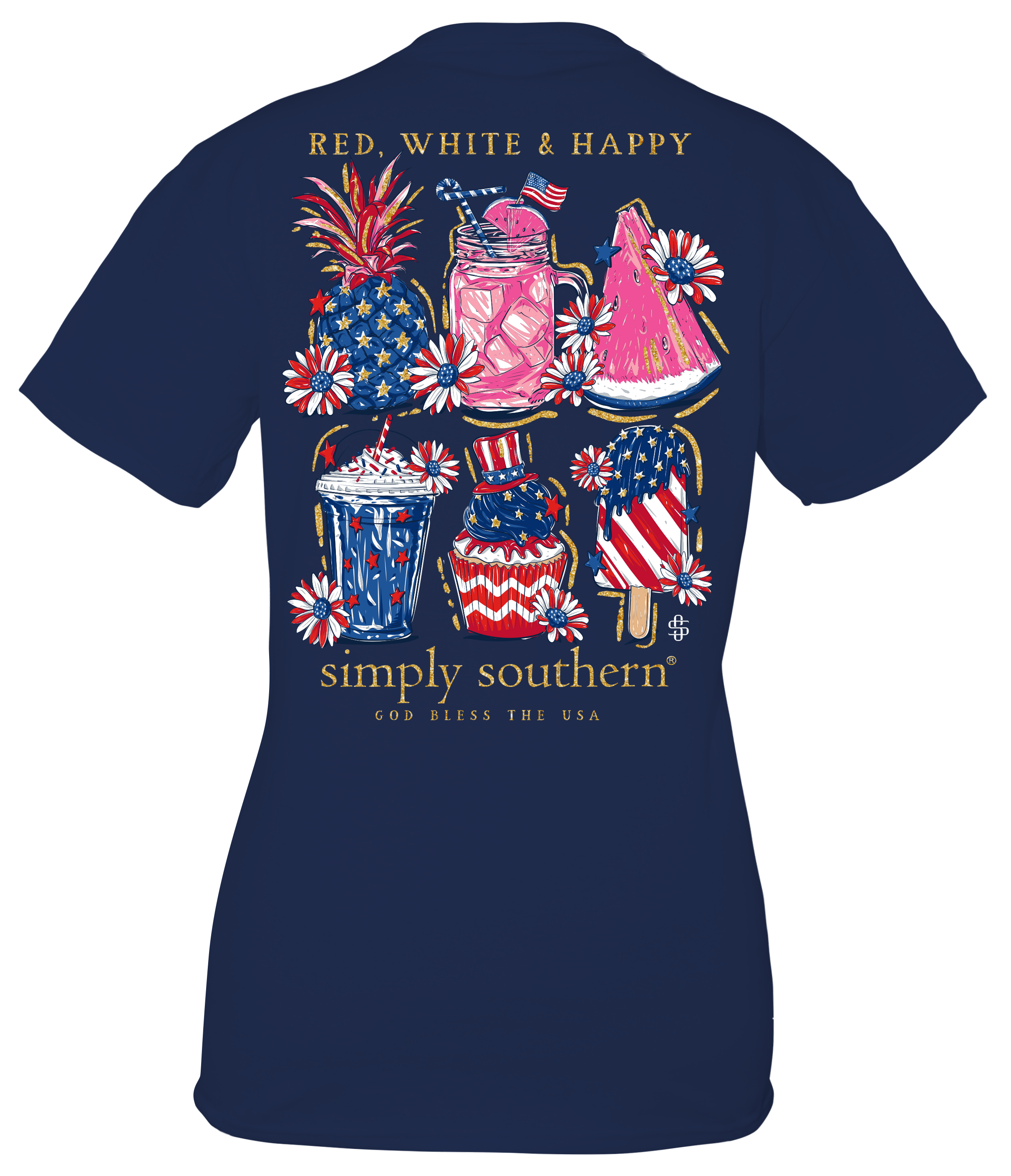 Red, White & Happy Short Sleeve Tee