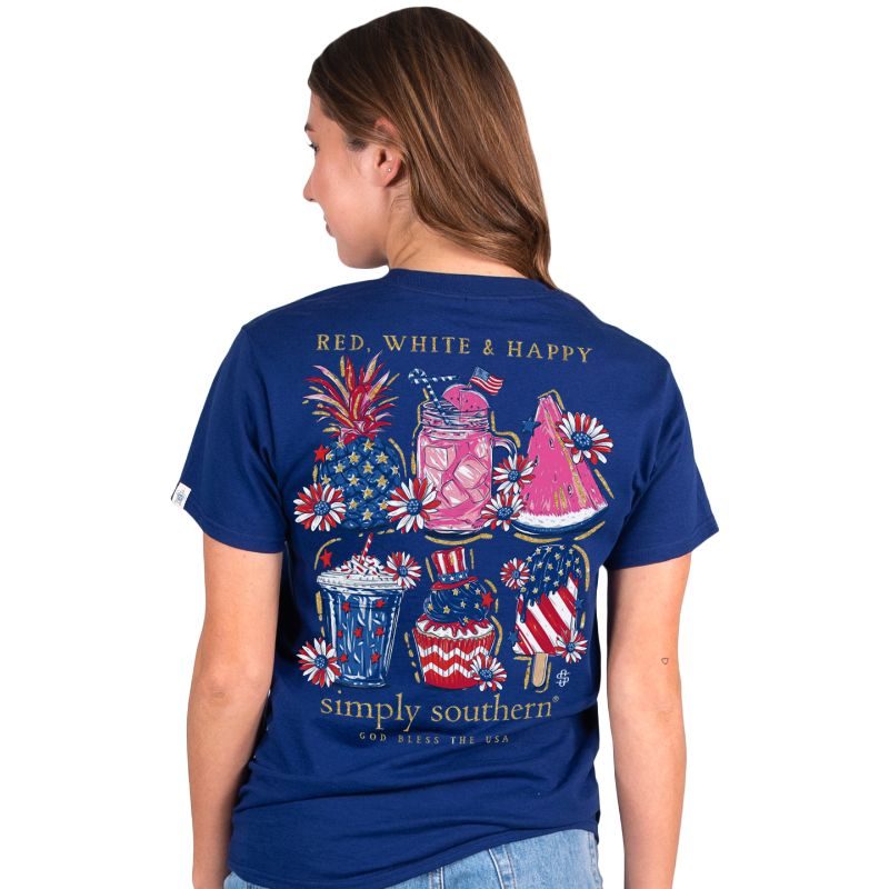 Simply Southern Red, White & Happy Short Sleeve Tee