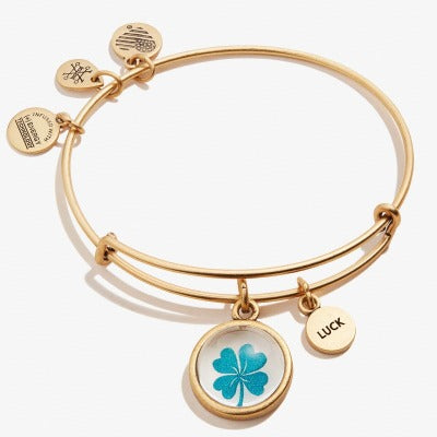 Four Leaf Clover & Luck Mantra Duo Charm Bangle