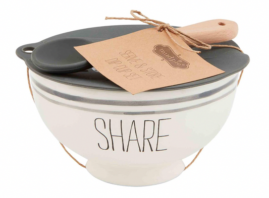 Ceramic Share Bowl With Silicone Lid - Mud Pie 646
