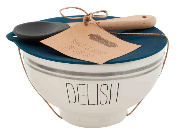 Ceramic Delish Bowl With Silicone Lid - Mud Pie