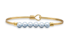Crystal Pearl Bangle Bracelet Baby Blue
