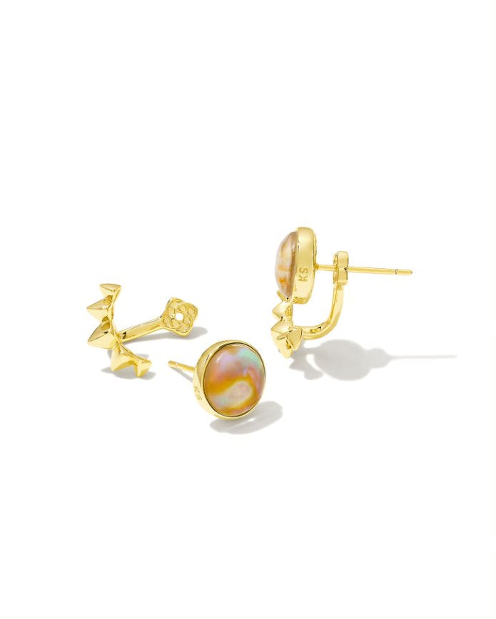 Sienna Ear Jacket Earrings Gold - Iridescent Abalone