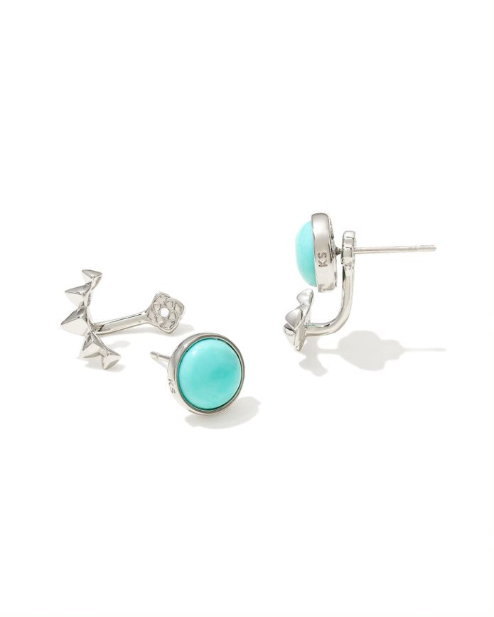 Sienna Ear Jacket Earrings Rhodium - Light Blue Magnesite