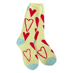 World's Softest Socks Cozy Crew - Red Hearts