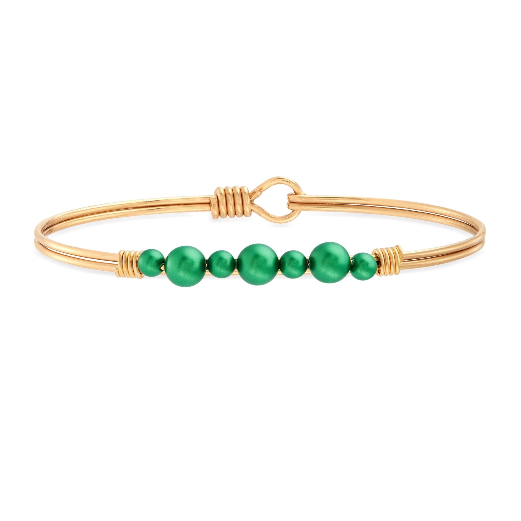 Luca + Danni Crystal Holiday Pearl Bangle Bracelet in Emerald Brass