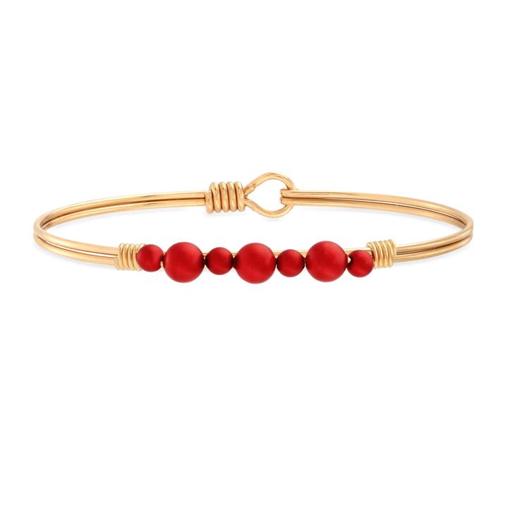 Luca + Danni Crystal Holiday Pearl Bangle Bracelet in Scarlet Brass